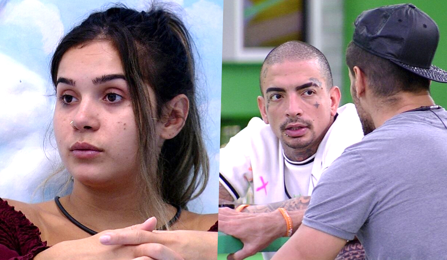 Gizelly Bicalho, do BBB 20, e à direita, MC Guimê e Cara de Sapato, participantes do BBB 23.