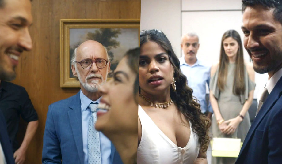 Cena do casamento entre Bia e Oto em Travessia, novela da Globo.
