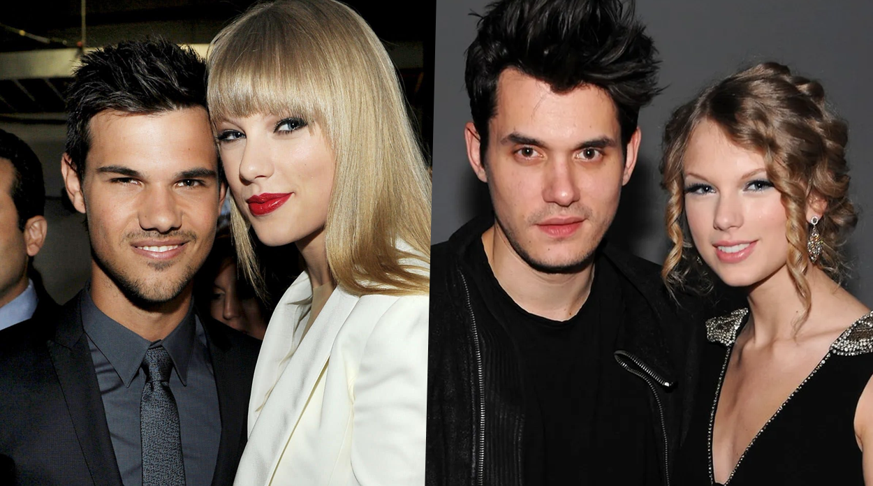 À esquerda, Taylor Lautner sorrindo e usando um terno preto com camiseta social cinza. Taylor Swift, intérprete da regravação do Speak Now, aparece a seu lado usando um sobretudo branco e batom vermelho. À direita, John Mayer usando camiseta e jaqueta pretas, ao lado de Swift, que aparece usando um vestido preto com pedras brilhantes.