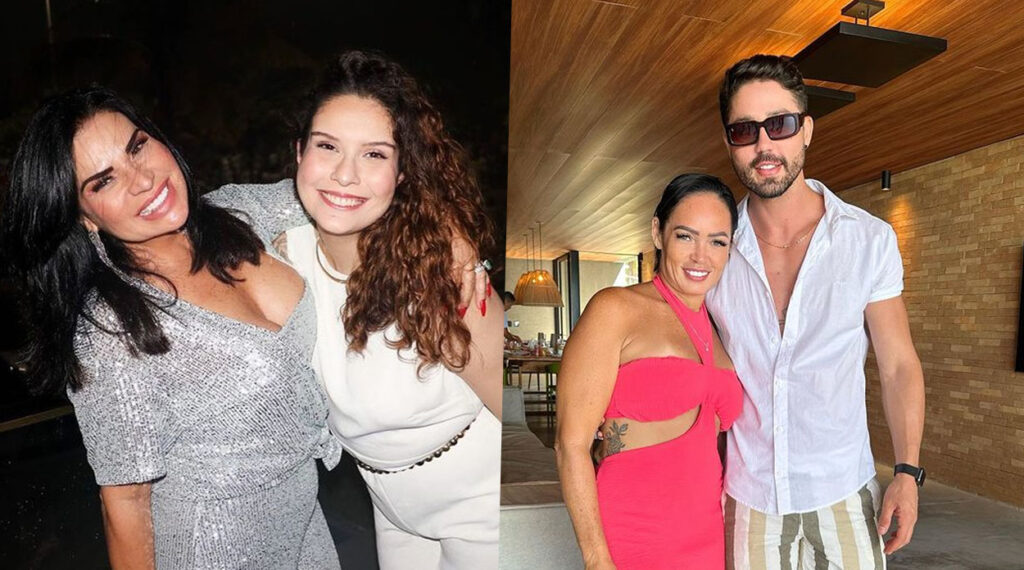 À esquerda, Solange Gomes e a filha Stephanie Gomes. À direita, Rico Melquiades e a mãe Sandra Melquiades.