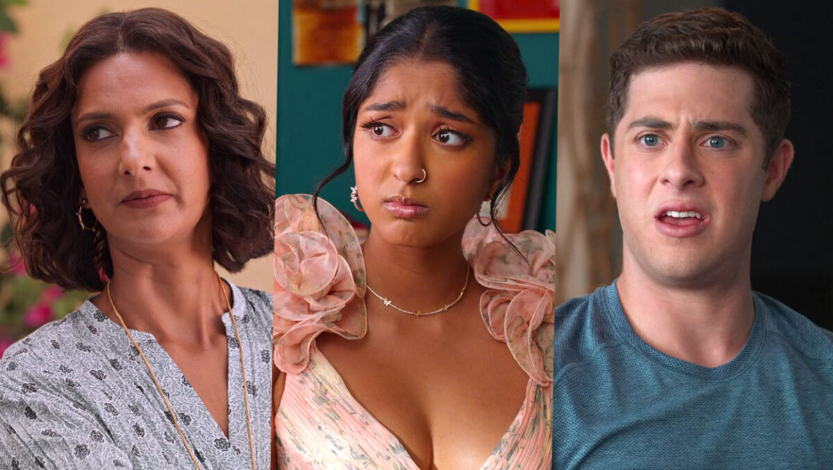 Nalini, Devi e Ben, personagens da série Eu Nunca, da Netflix.
