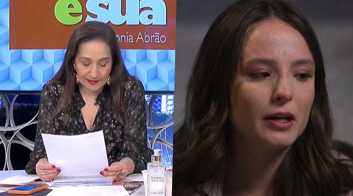 À esquerda, Sonia Abrão lendo papel no A Tarde É Sua, e à direita, Larissa Manoela dando entrevista ao Fantástico.