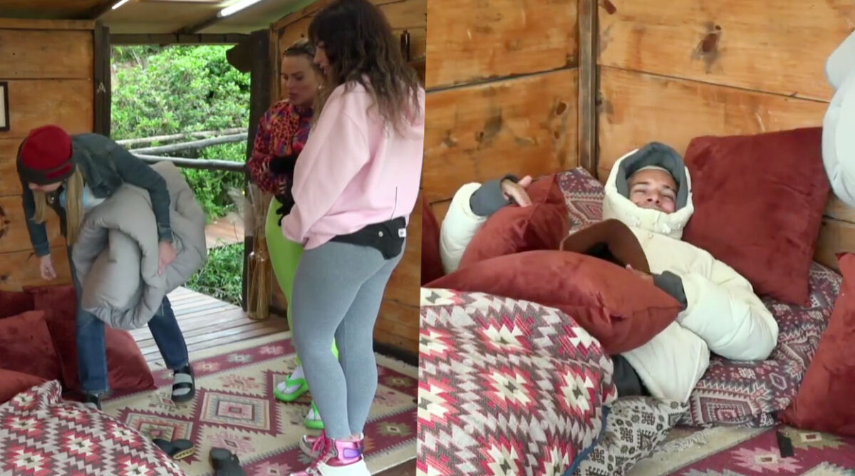 WL pregando uma peça em Rachel, Kally e Nadja em A Fazenda 15.