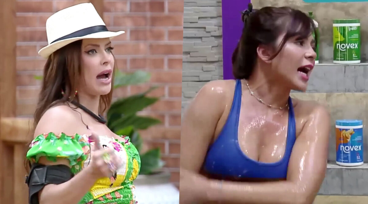 Jaquelline e Nadja brigando em A Fazenda 15.