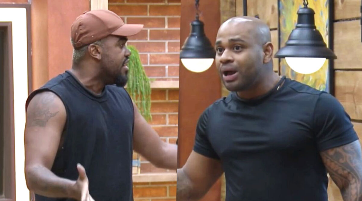 Tonzão discutindo com Black em defesa de Jaquelline em A Fazenda 15.