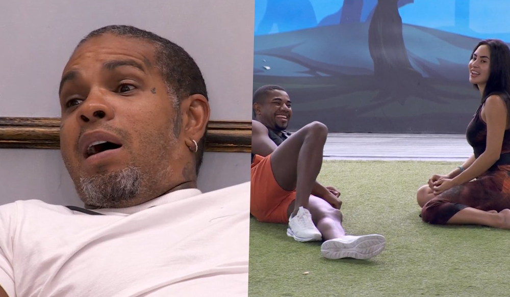 Rodriguinho, participante do BBB 24, criticando comportamento de Davi e Isabelle durante conversa com Pitel.