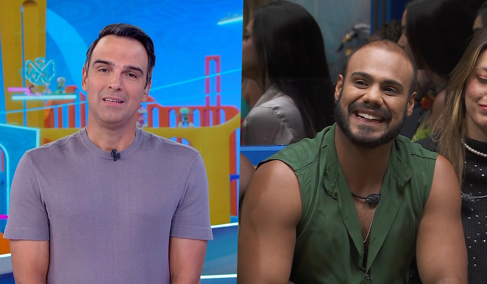 Tadeu Schmidt, apresentador do BBB 24 que citou caixa que pode ter eliminado Marcus do programa.