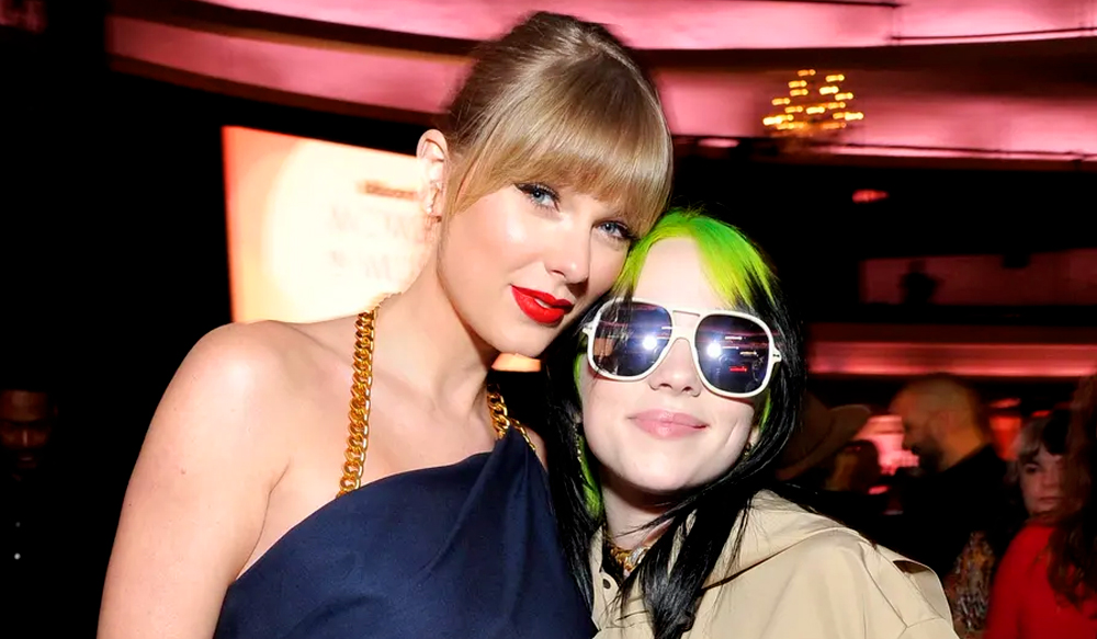 Taylor Swift e Billie Eilish, cantoras que estariam vivendo uma nova rivalidade de acordo com internautas.