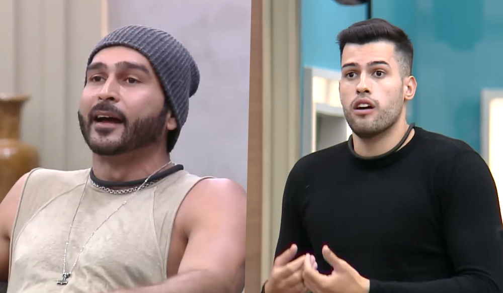 Brenno e Kaio discutindo em A Grande Conquista 2.