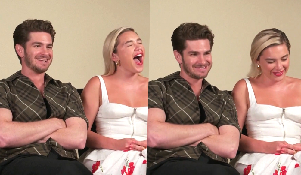 Andrew Garfield e Florence Pugh em entrevista.