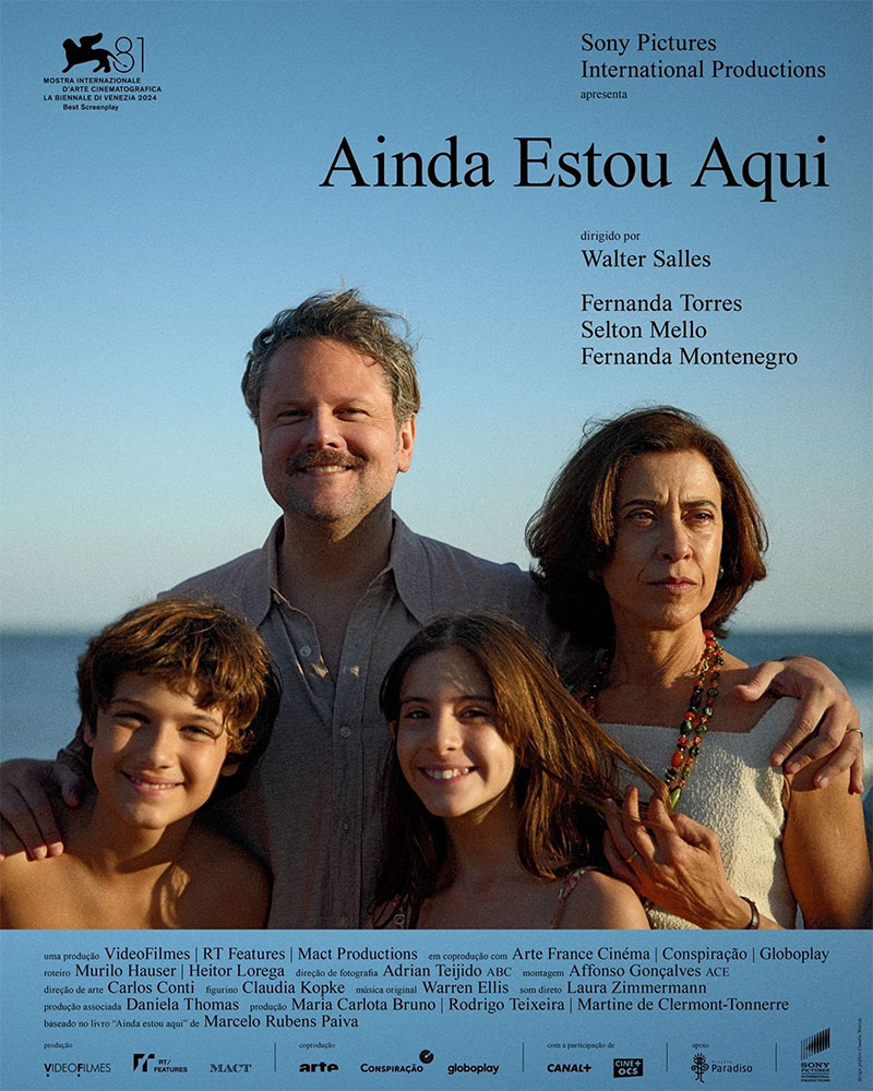 Pôster oficial do filme brasileiro "Ainda Estou Aqui", que teve um novo trailer divulgado.