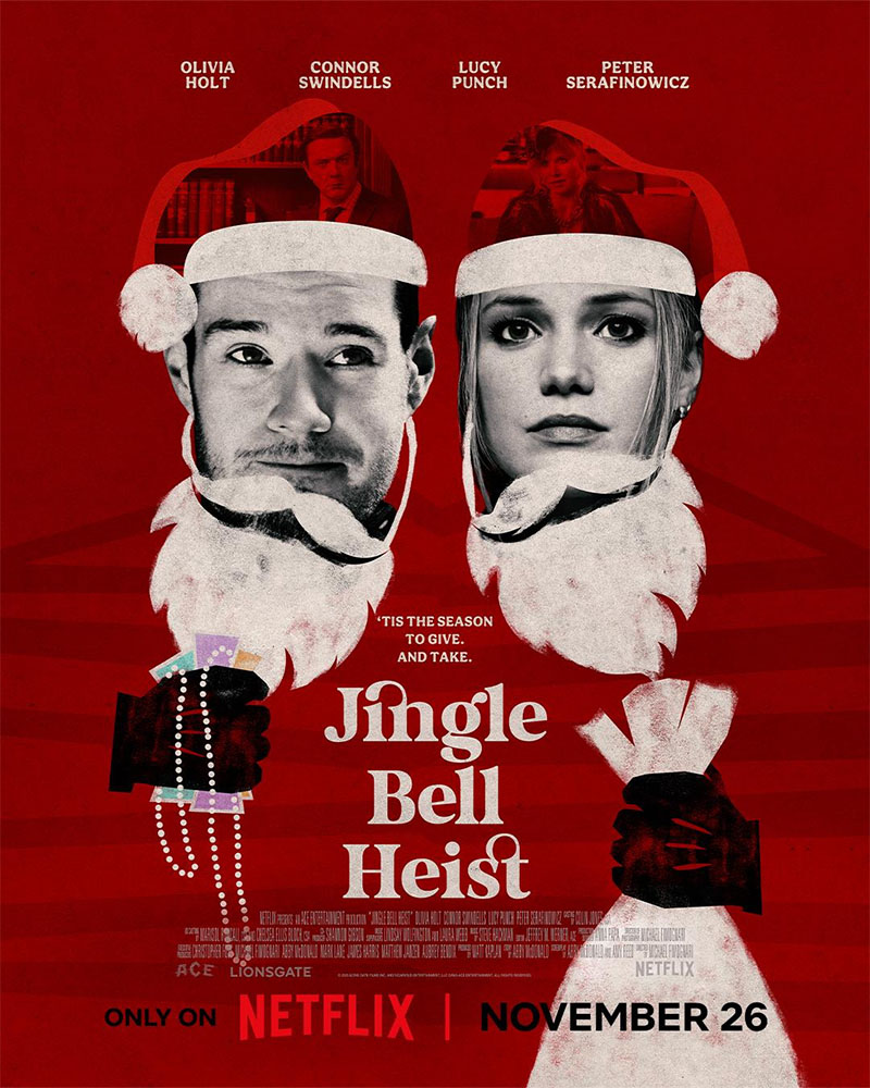 Pôster oficial de "Feliz Assalto", novo filme natalino da Netflix.