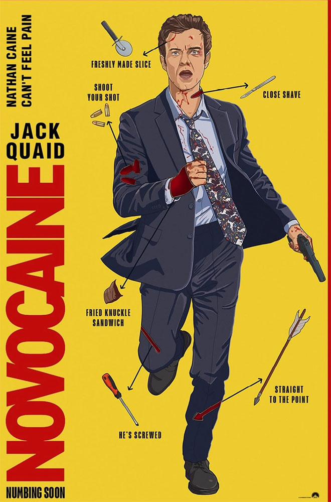 Pôster oficial de "Novocaine: À Prova de Dor".